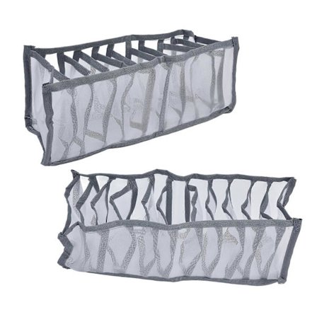 Undertøysorganisator Mesh Sammenleggbar Pustende Multirom Sokkeoppbevaringsboks for BH-er Truser 11 Rom GJT