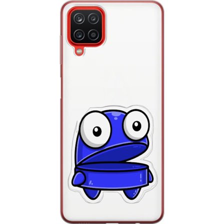 Kompatibel Mobilcover til Samsung Samsung Galaxy A12 Blå tegneseriefigur med åbent udtryk og store øjne i sjov illustration