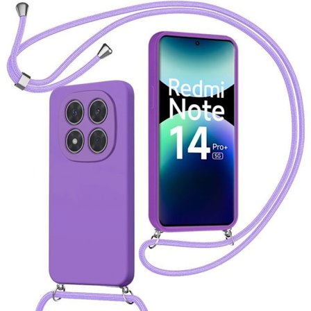Skyddsfodral för Xiaomi Redmi Note 14 Pro Plus 5G/Note 14 Pro+ 5G, Mjuk Skydd med Lila Snöre
