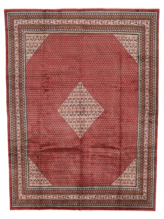 Hand Knotted Sarouk Mir Rug 300X396 Wool Dark Red/Brown Large