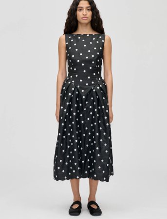 STINE GOYA 2451 Quilted Dots, Voluminous Midi - Black - M