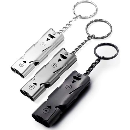 3-Delt - Nødfløyte - Høy-Decibel Nødfløyte - Med Nøkkelring - 150 Decibel