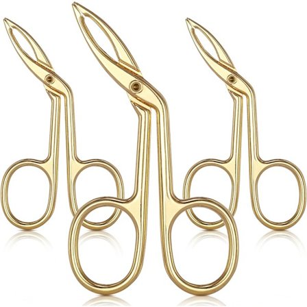 3 pakker øjenbryn (guld) saks pincet, saks håndtag formet