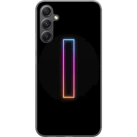 Kompatibel Mobilcover til Samsung Samsung Galaxy A16 5G Minimalistisk neonbogstav I i regnbuefarver mod mørk baggrund