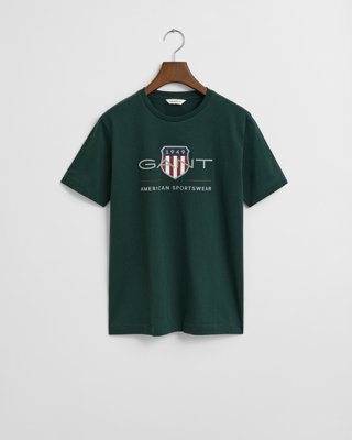 GANT - Teens archive shield t-skjorte tartan green