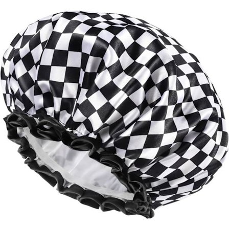 Store Badehatte til Kvinder, Dobbelt Lag Vandtæt, Genanvendelig Hat til Langt og Tykt Hår, med et Simpelt Ternet Design