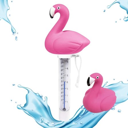 Pool Termometer, 1 Flydende Termometer med Rem - Stødsikker og Vandtæt (Flamingo)
