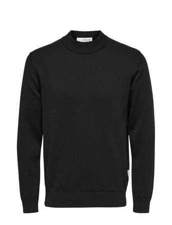 Slhrobert Ls Knit Mock Neck Black Selected Homme