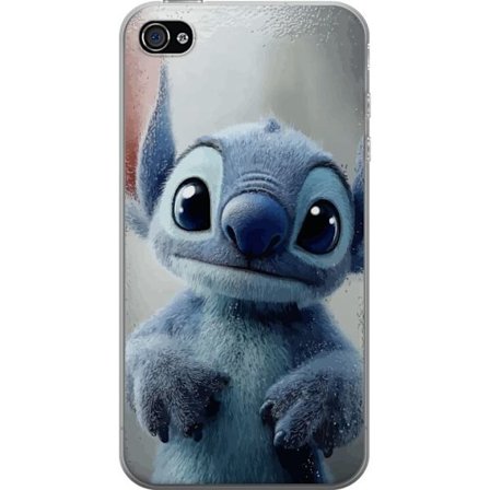 Yhteensopiva Puhelinkuori Apple iPhone 4 Uteliäs sininen satuhahmo lasin edessä suurilla ilmaisuvoimaisilla silmillä suloinen lähikuvamotiivi pehmeäll