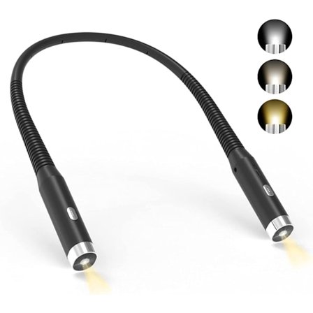 Halslæsningslampe, genopladelig læselampe i sengen, 3 farver