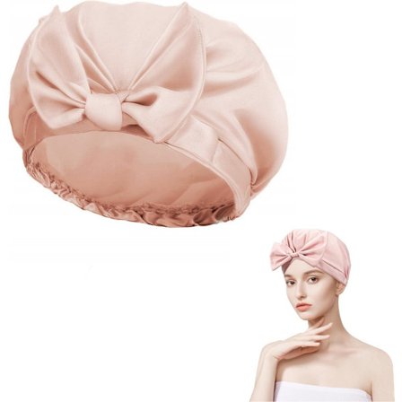 1-pakning - Dusjhette med rosa sløyfe - Gjenbrukbar - Vanntett - Justerbar