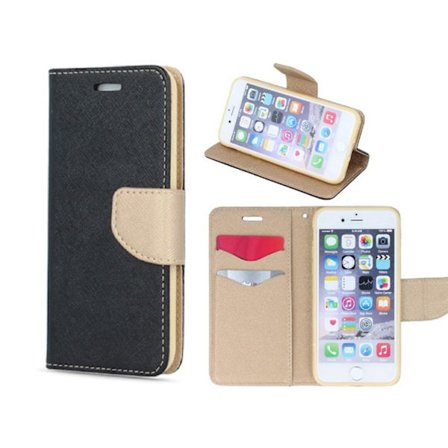 Samsung Galaxy S22 5G -Smart Fancy Fodral Mobilplånbok Svartguld