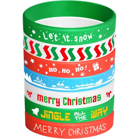 7 Stycken Jularmband Silikonarmband Gummiband Armband för Julfest Dekorationstillbehör 7 Glada Julmönster