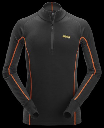 Snickers Workwear Stay Warm 9482 Underställströja svart, halvzip L, Kläder