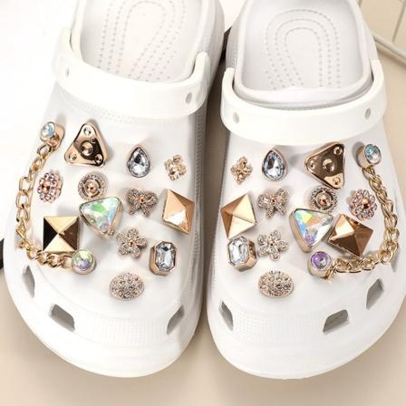 Sko Spenne Skodekorasjonsklemmer Krystallmetallkjede