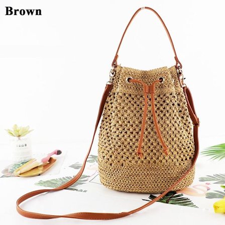 Kvinnor Stor kapacitet halmhinkväska Summer BROWN - on stock