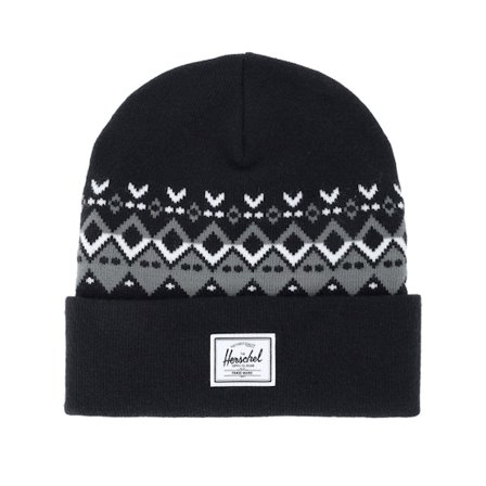 Herschel - Zwart cuff Beanie - Elmer Fair Isle Beanie Black Fair Isle Cuff @ Hatstore