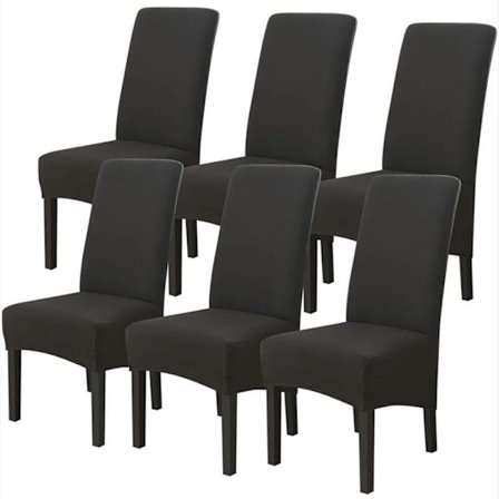 Simplicity Home Sovrum Plus Høy Stretch Melkesilk Vanntett Stoldeksel - Svart, 6 stk-FA-