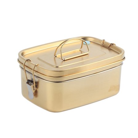 1,5L 304 rustfrit stål madkasse dobbelt lag bento madbeholder metal service guld