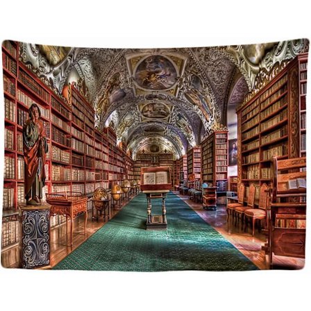 Dekorativ veggteppe soverom - Bokhylle Bøker Skap Bibliotek