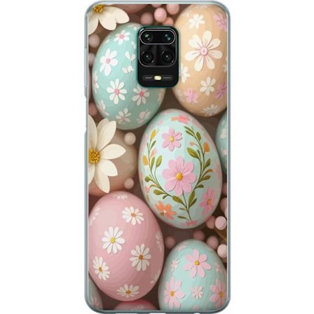 Yhteensopiva Puhelinkuori Xiaomi Redmi Note 9 Pro Pastellivärisiä pääsiäismunia, joissa on käsimaalatut kukat ja keväinen tunnelma pehmeässä