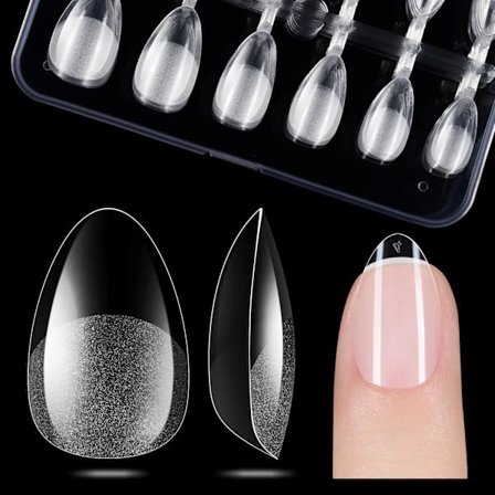 552 kpl 12 kokoa kynsien kärkiä - pehmeät geelikynnet mantelinmuotoiset täyspeittävät geeli X -kynsien pidennykset, PMMA-hartsi kirkas vahva väärennös