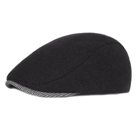 Beret lue Ull Beret menn og kvinners høst og vinter Advance luer Varm middelaldrende og eldre lue Vinter lue menns topplue Black M(56-58cm)