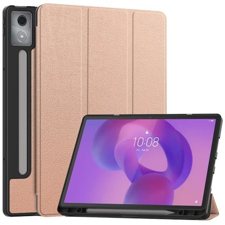 For Lenovo Idea Tab Pro Case Tri-Fold stativdeksel med penneholder - Rose Gold