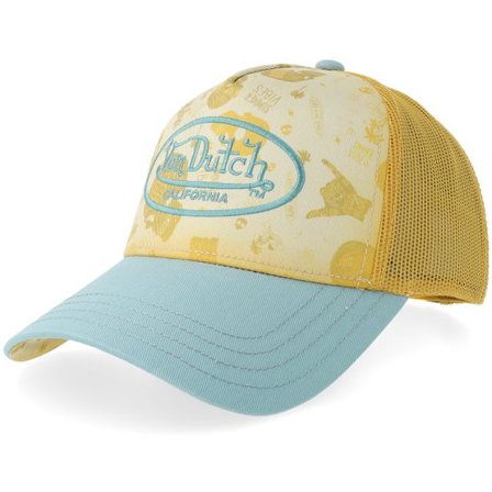 Von Dutch - Gul trucker Keps - Embroidery Yellow/Blue A-Frame Trucker @ Hatstore