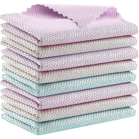 Fiskfjäll Mikrokuitu Puhdistusliina & Kiillotusliina - 8 kpl, Koko: 30 x 40 cm.