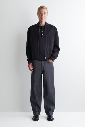 COS Men's Maglia Henley In Misto Lana in Blu