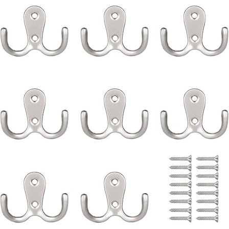 Kåpe kroker, dobbel metall hatt kroker kroker, 8 stk vegg kåpe kroker med skruer
