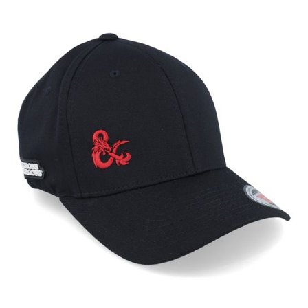 Dungeons & Dragons - Svart flexfit Keps - Small Red Ampersand Logo Side Black Flexfit @ Hatstore