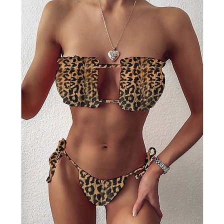 Sexet Bikini Plisseret Bandeau Badetøj Kvinde Badetøj Kvinder Mini Thong Bikini Sæt Svømning Strandtøj