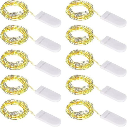 10 st LED Ljusslinga Batteri, Ljusslinga Liten Med Batteri, 1m 10 Micro