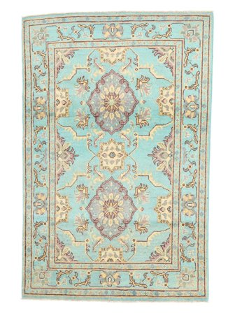 Kazak Fine Rug 100X148 Green/Orange Wool, Afghanistan