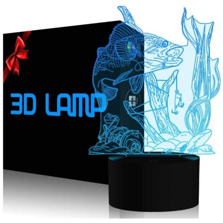 3D fiskelampa illusion nattlampa LED touch fisk skrivbordslampa 7 färger ändra USB 3D visuella lampor hem sovrum dekorationsbelysning 