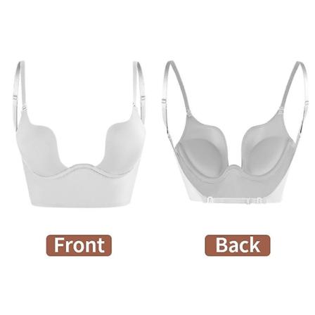 Body Shapewear Djup V-ringad Body Shaper Rygglös U Plunge Thong Shapers Waist trainer Dam Klart band Vadderat Push Up Korsett Z L(36) B-White