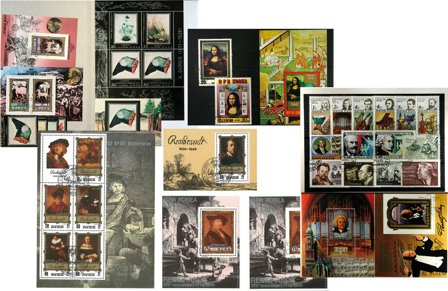 Kunst og kunstnere - 4 frimærkepakker samlet