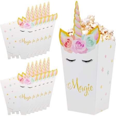 12 stk. Unicorn Popcorn Box, Børnefødselsdag Pap Candy Gaveæske