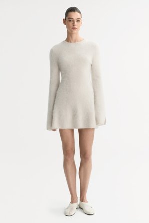 Soft Goat - Brushed mini dress - Cashmere dress - XS - Chalk