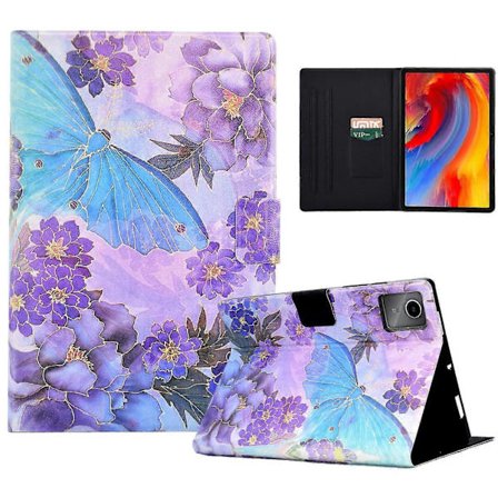 A2 Lærveske med mønster og kortspor for Lenovo Tab M11/Xiaoxin Pad 11 2024