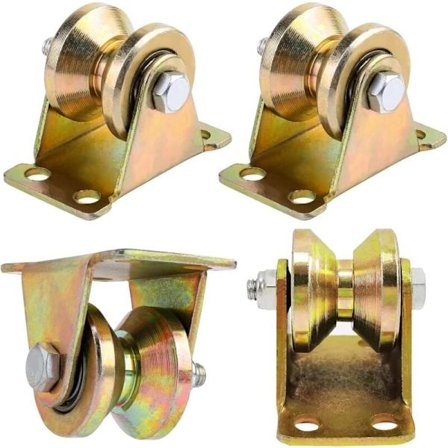 4 stål V-rille hjul, 50 mm skydedørsruller, kompatible med skydedøre, fabriksporte, indkørsler, 300 kg belastningskapacitet hver [YDE]