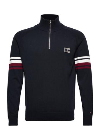 Varsity Sleeve Stripe Zip Mock Svetari Collegepaita Navy Tommy Hilfiger
