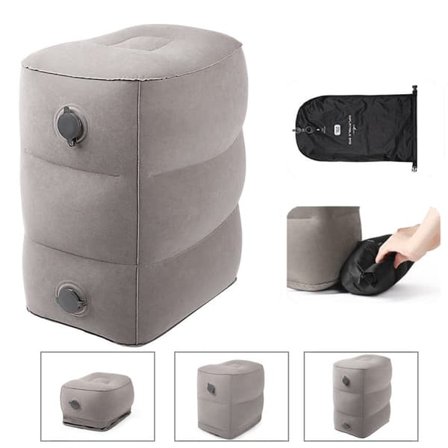 Oppblåsbar Fotstøtte – 3 Høydeinnstillinger, Reiseseng for Fly, Bil og Tog – For Barn & Voksne Langreiser