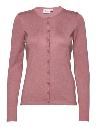 A8661, Milasz R-Neck Cardigan Strikkegenser Cardigan Rosa Saint Tropez