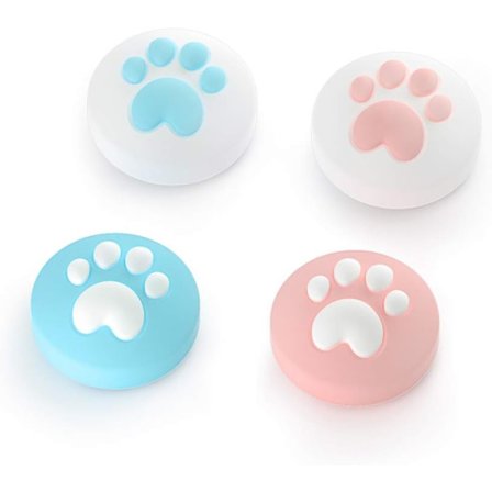 4 st (rosa med blå) - Smart Thumb Grip Caps för Nintendo