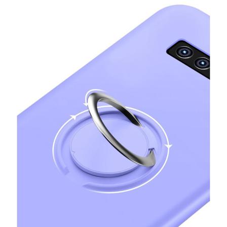Samsung Galaxy S10e Silikon Mikrofiber Skal Med Ringhållare Ljuslila
