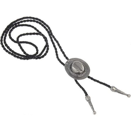 Westernhatt Svart Bolo Tie för Acsergery Män och Kvinnor, Native American Läder Bolo Tie Gåva
