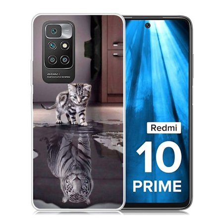 Marmormotiv Xiaomi Redmi 10 Prime / Xiaomi Redmi 10 skal - Katt Och Tiger Reflektion